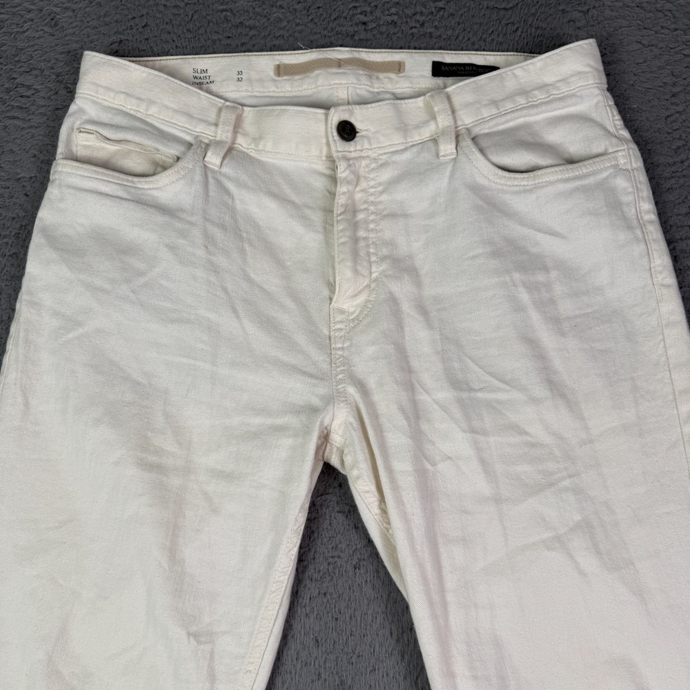 Banana Republic Traveler Linen Blend Pants Mens 33x32 Off White Chino Beach
